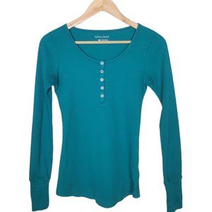Columbia Sportwear Womens Thermal Henley Shirt Blue/Green XSmall